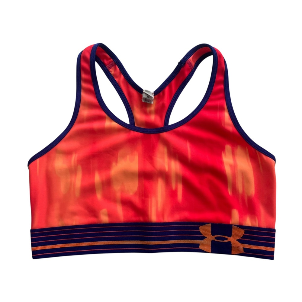 Under Armour HeatGear Women M Coral Blue Tie Dye Compression Racerback Sport Bra